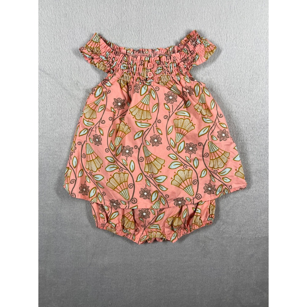 Tea Collection Baby Girls Pink Floral Smocked Boho Dress 3-6M